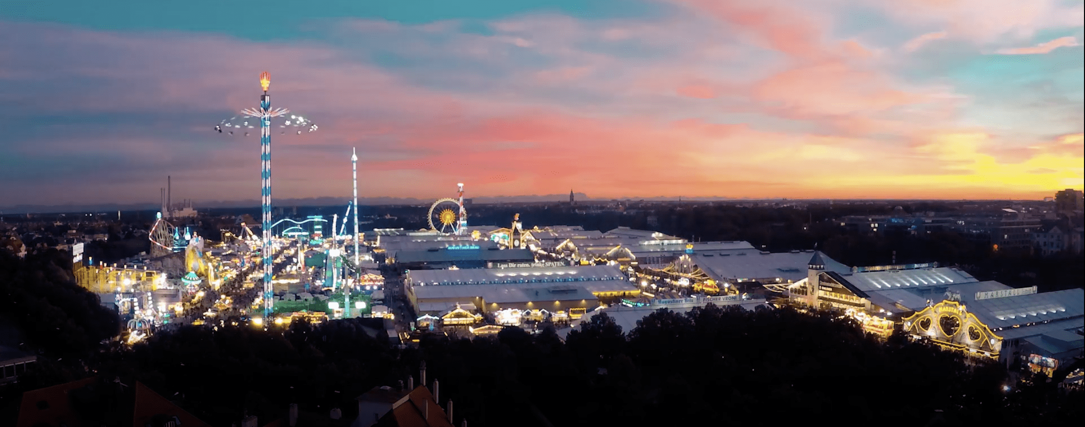 Night view of Oktoberfest skyline