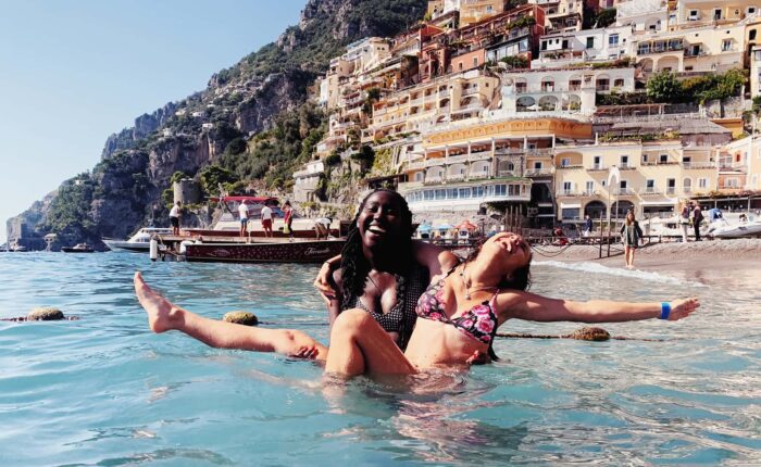 girls swimming in Amalfi Coast
